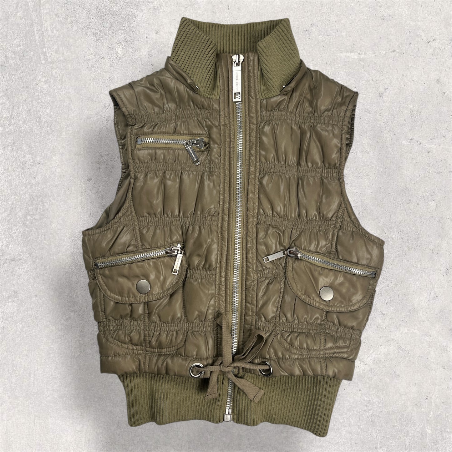 Grey fur puffer vest