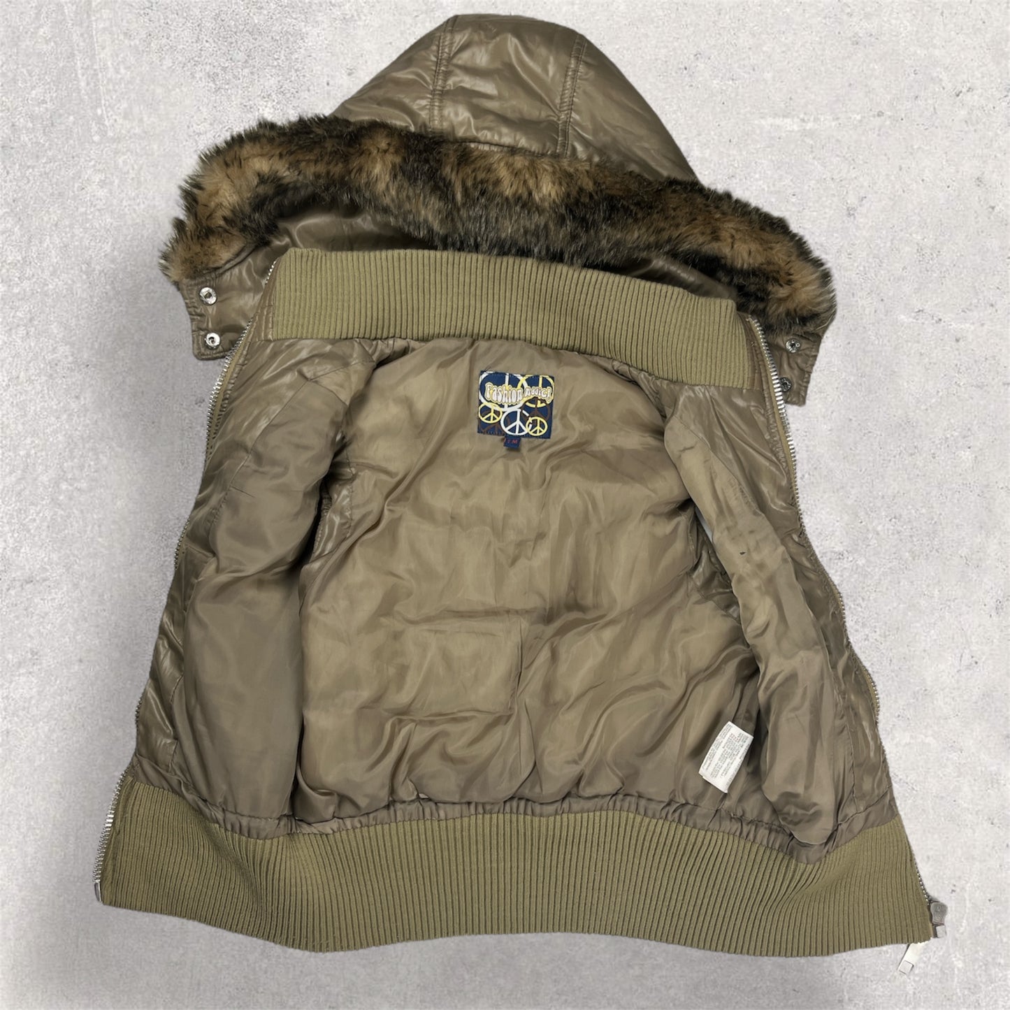 Grey fur puffer vest