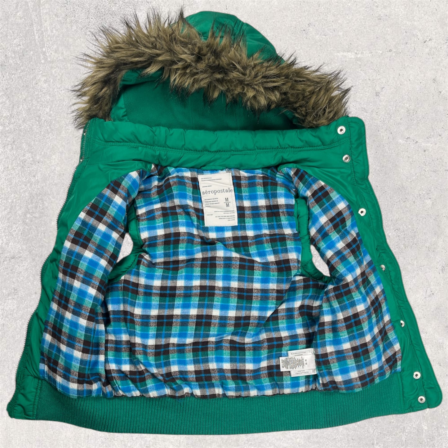 Green fur puffer vest