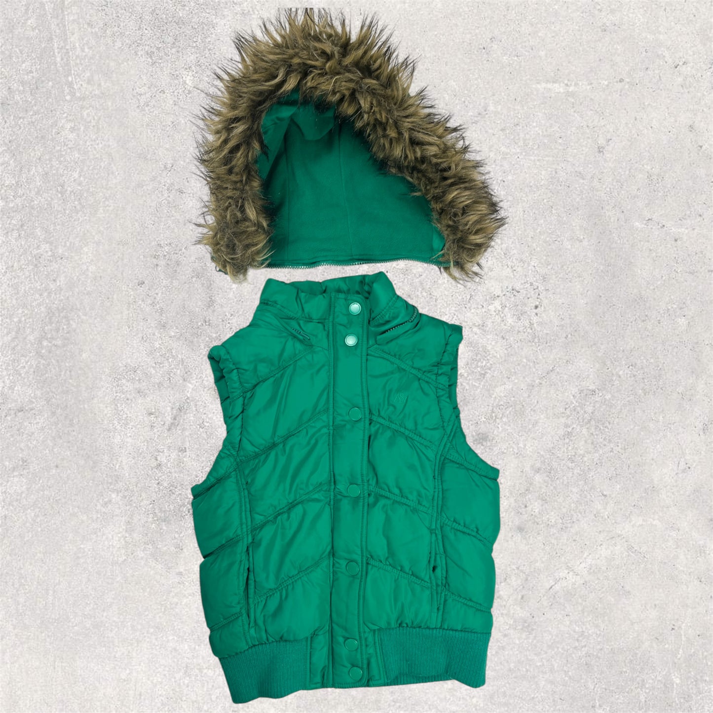 Green fur puffer vest
