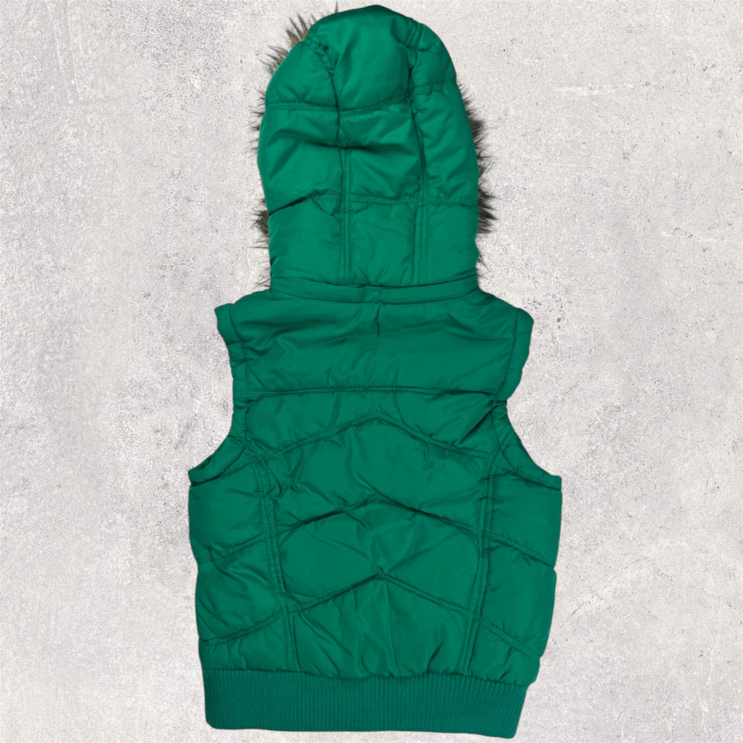 Green fur puffer vest