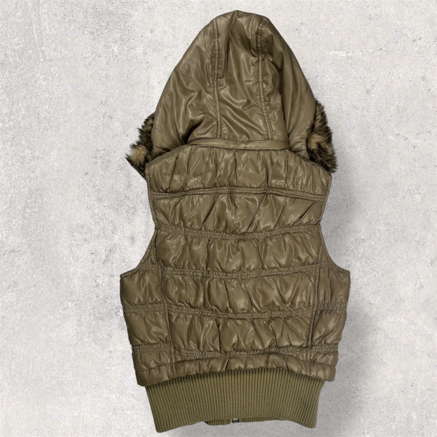 Grey fur puffer vest