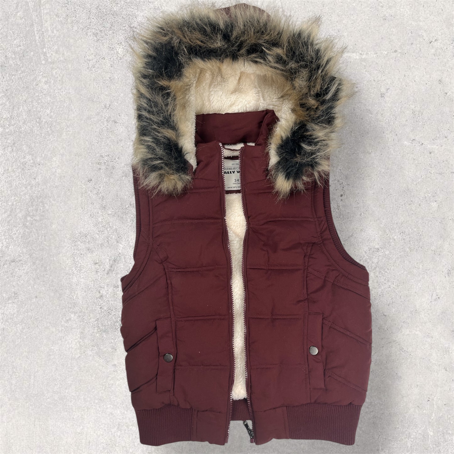 Red fur puffer vest