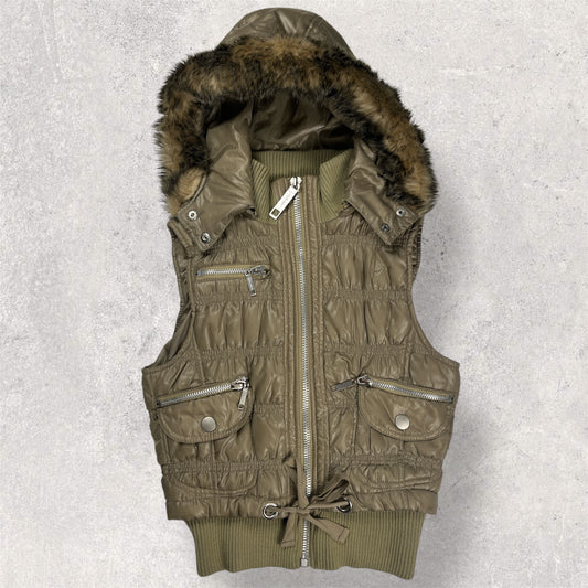 Grey fur puffer vest