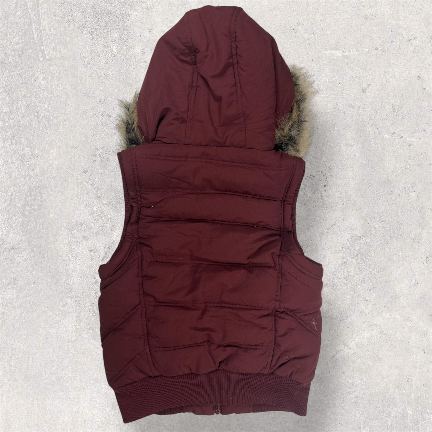Red fur puffer vest