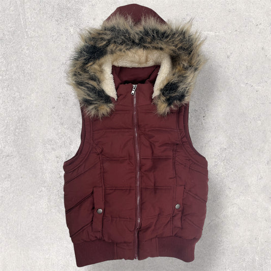 Red fur puffer vest